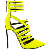 Lust For Life Krown - Hot Neon Citron Strappy Stiletto Heel Shoe